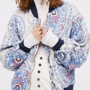 Free People Floral Bomber Jacket